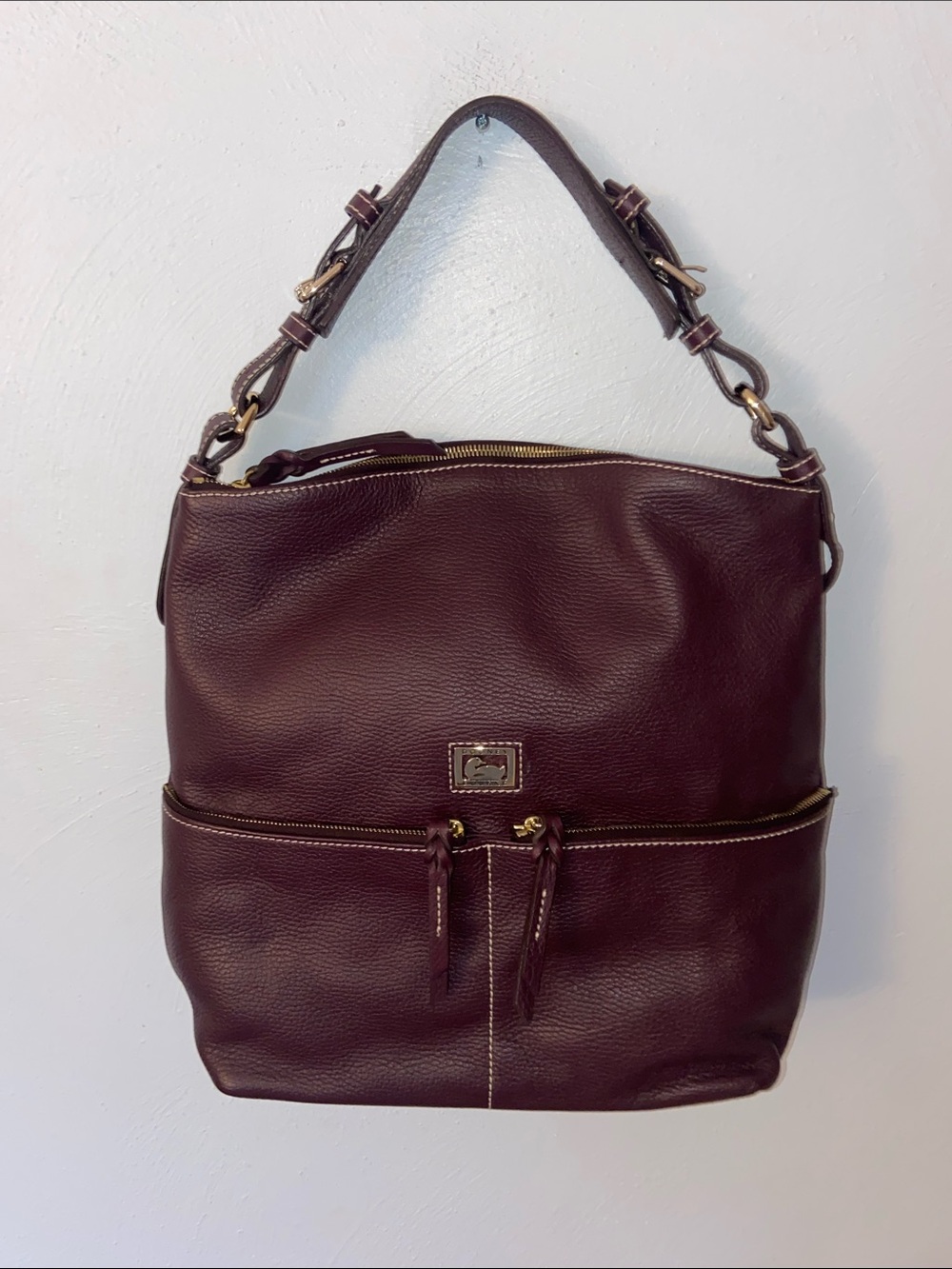 Dooney & Bourke Pebbled Leather Shoulder Bag in Wine
